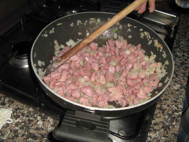 stirring meat