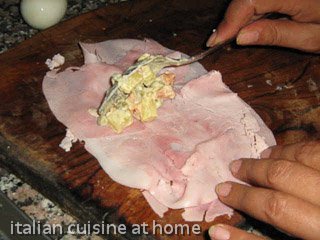 stuffing ham slice