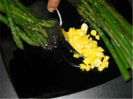 minced eggs onto dish